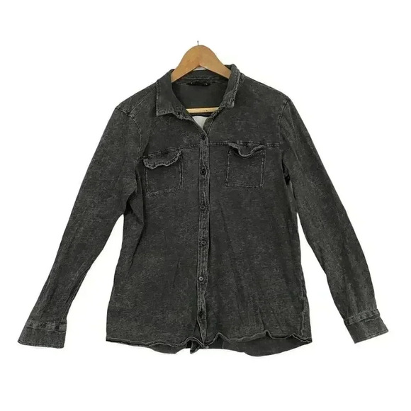 Charcoal Open Back Acid Wash Top Blouse Soft XL Soft Rock & Republic - Picture 1 of 10